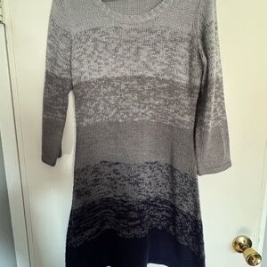 Pink Rose Gray & Navy Knit Sweater Dress